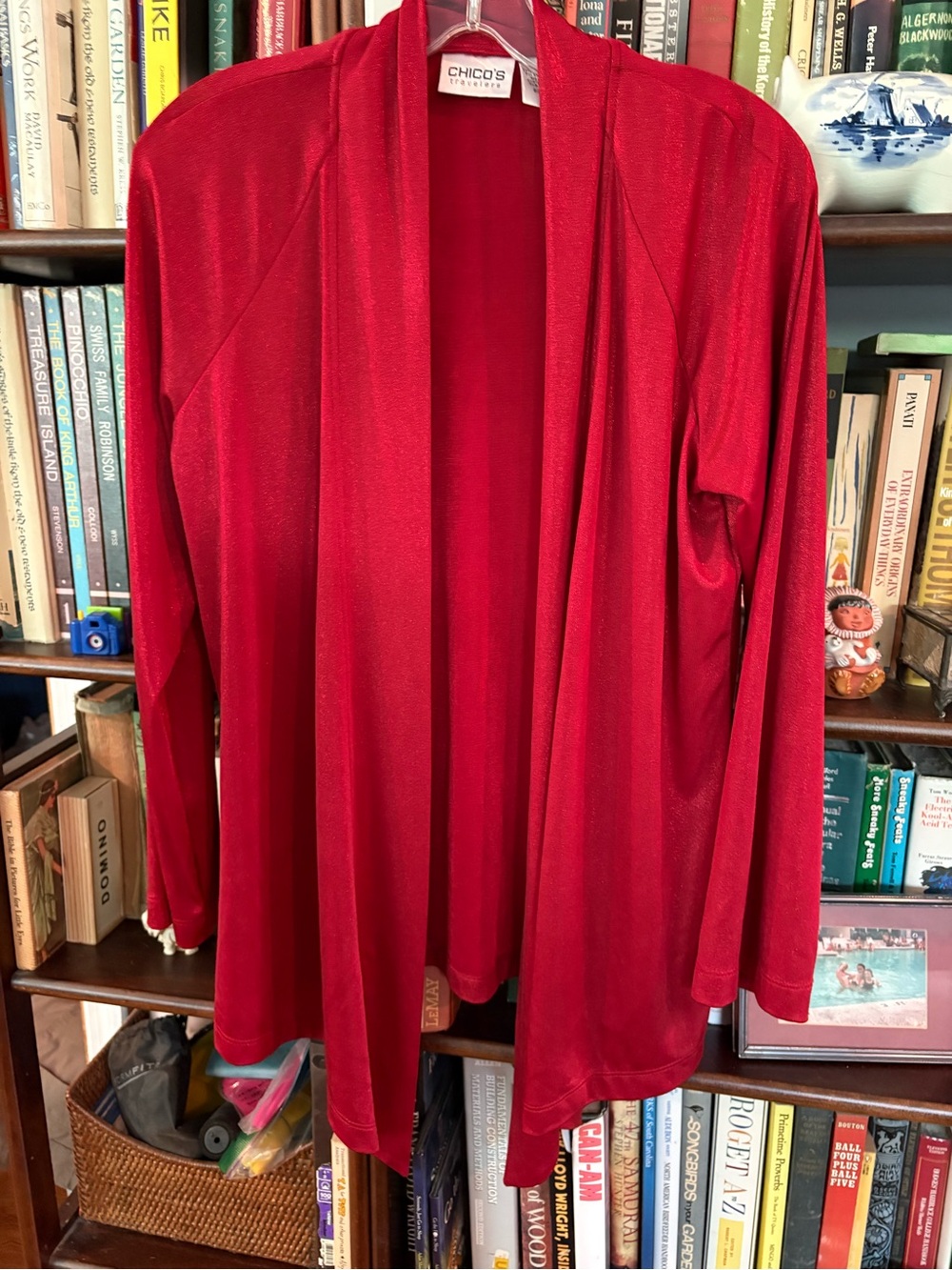 Chico's Red Open Front Cardigan